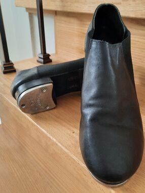 LEO'S Ultratone Black Leather Split-Sole Jazz Tap Shoes Size 9